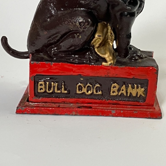 Vintage Cast Iron Bull Dog Mechanical Bank  - Book Of Knowledge - Picture 12 of 15